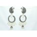 925 sterling Traditional Tribal silver jhumki earring with pearl turquoise stone